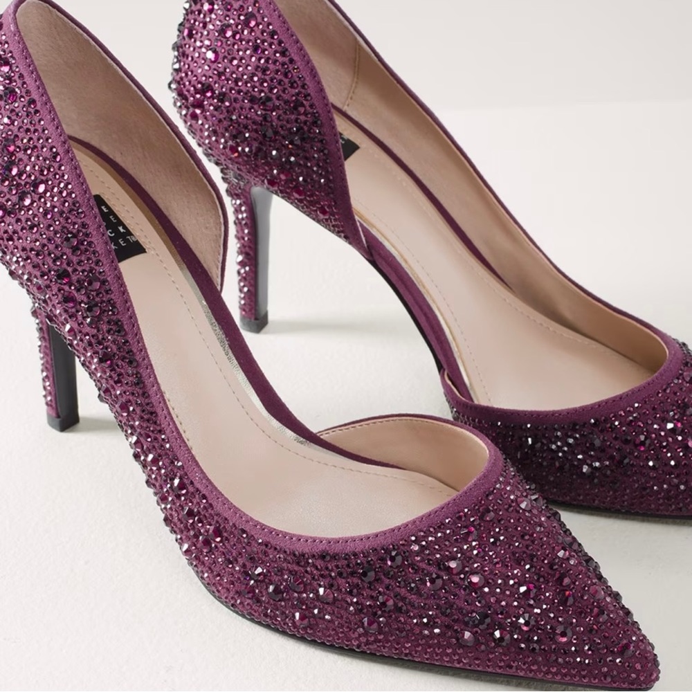 WHBM Rhinestone Emelia Empire Plum Heels, 7